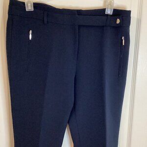Sandra Angelozzi Womens Work Dress Pants Size 36 Flat Front Navy Blue Narrow Leg